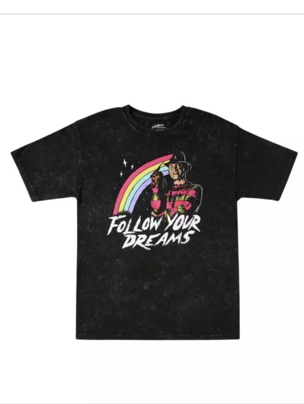 Freddy Krueger Rainbow T Shirt - Follow Your Dreams Graphic Tee Black